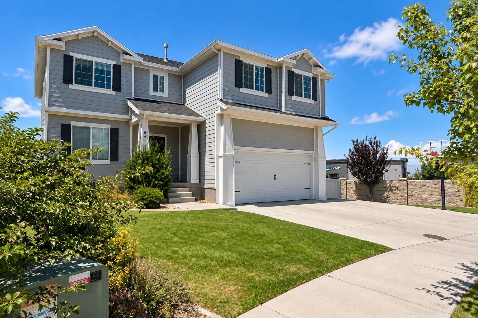 Angled view of the house and driveway